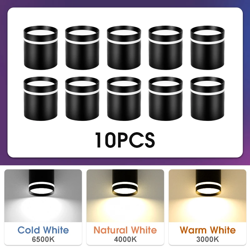 

Светодиодный потолочный прожектор Накладной светодиодный прожектор Вниз Свет 10 Вт 15 Вт 220 В для кухни Столовая Прожекторы Светильник 5 Вт Черный Белый