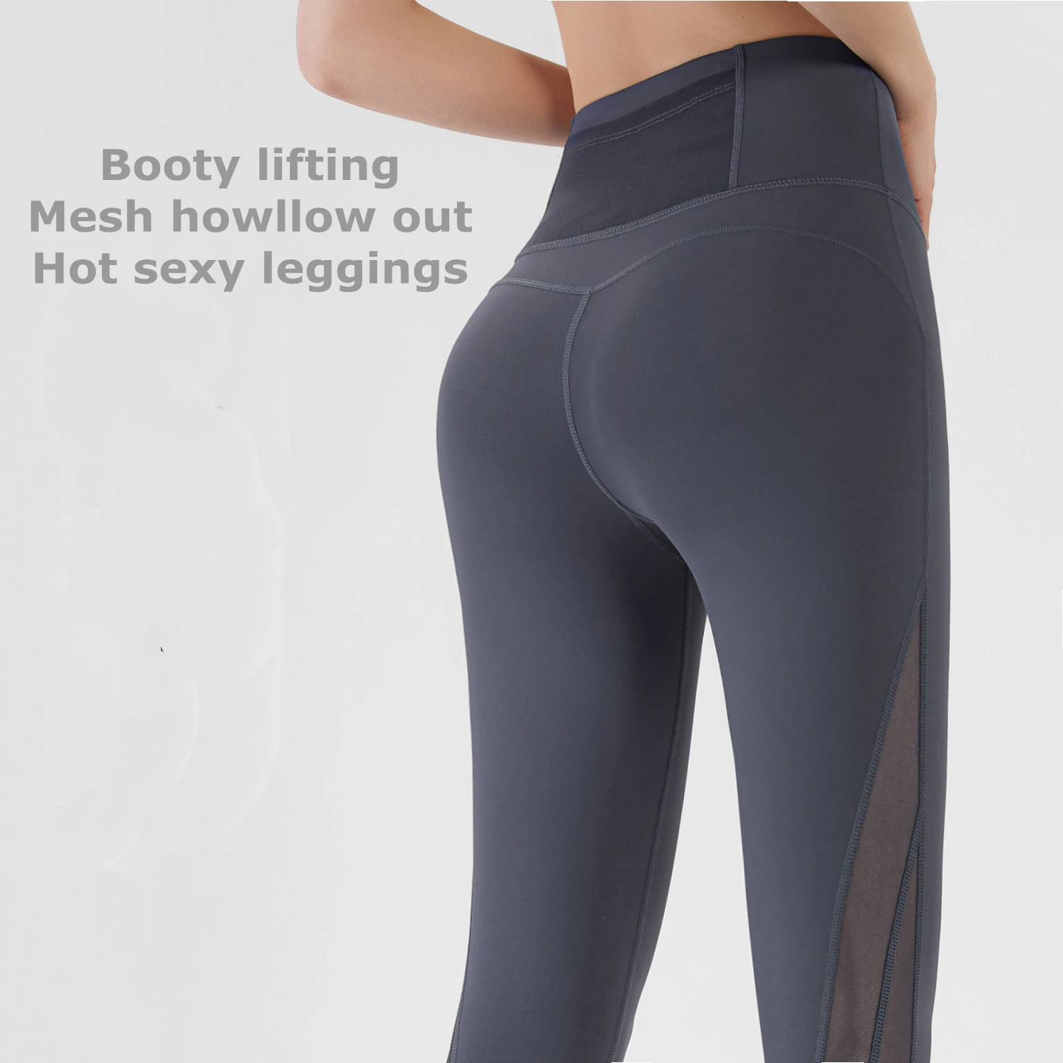 Tight Compression High Waist Seamless Leggings Dynamic Hollow Out Mesh Back Pocket Yoga Pants for Women Bum Lifting Sexy Legging