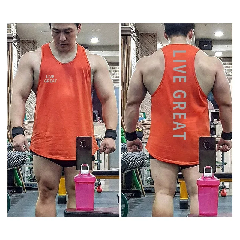 Жилет мужской спортивный Y-образный хлопок рубашка без рукавов для бодибилдинга