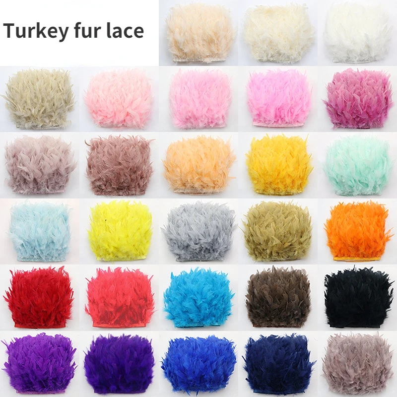 

1M/ 5M Turkey feather cloth edge manual DIY feather flower wall decoration material wedding skirt lace clothing accessories