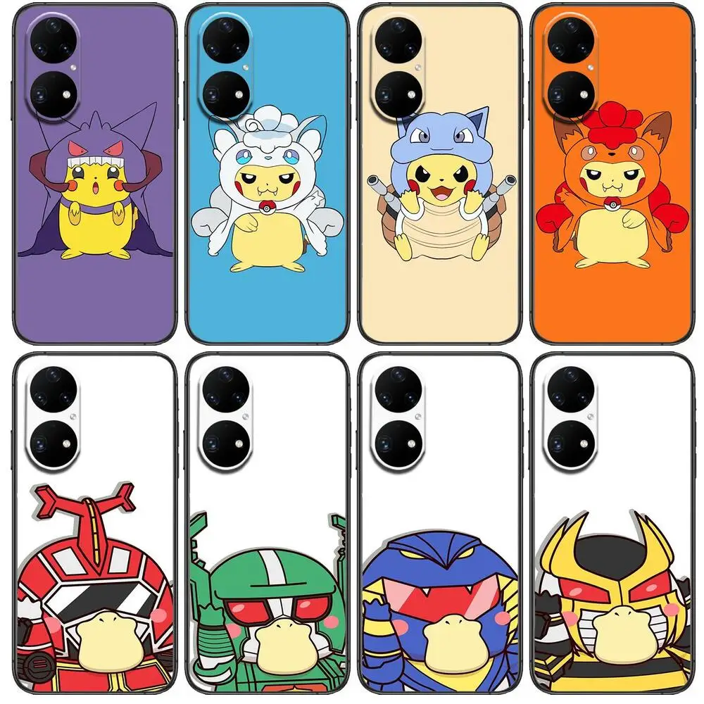 

Pokemon Pikachu Cosplay Phone Case For Huawei p50 P40 p30 P20 10 9 8 Lite E Pro Plus Black Etui Coque Painting Hoesjes comic fas