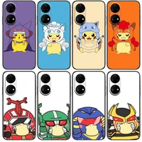 pokemon pikachu cosplay phone case for huawei p50 p40 p30 p20 10 9 8 lite e pro plus black etui coque painting hoesjes comic fas