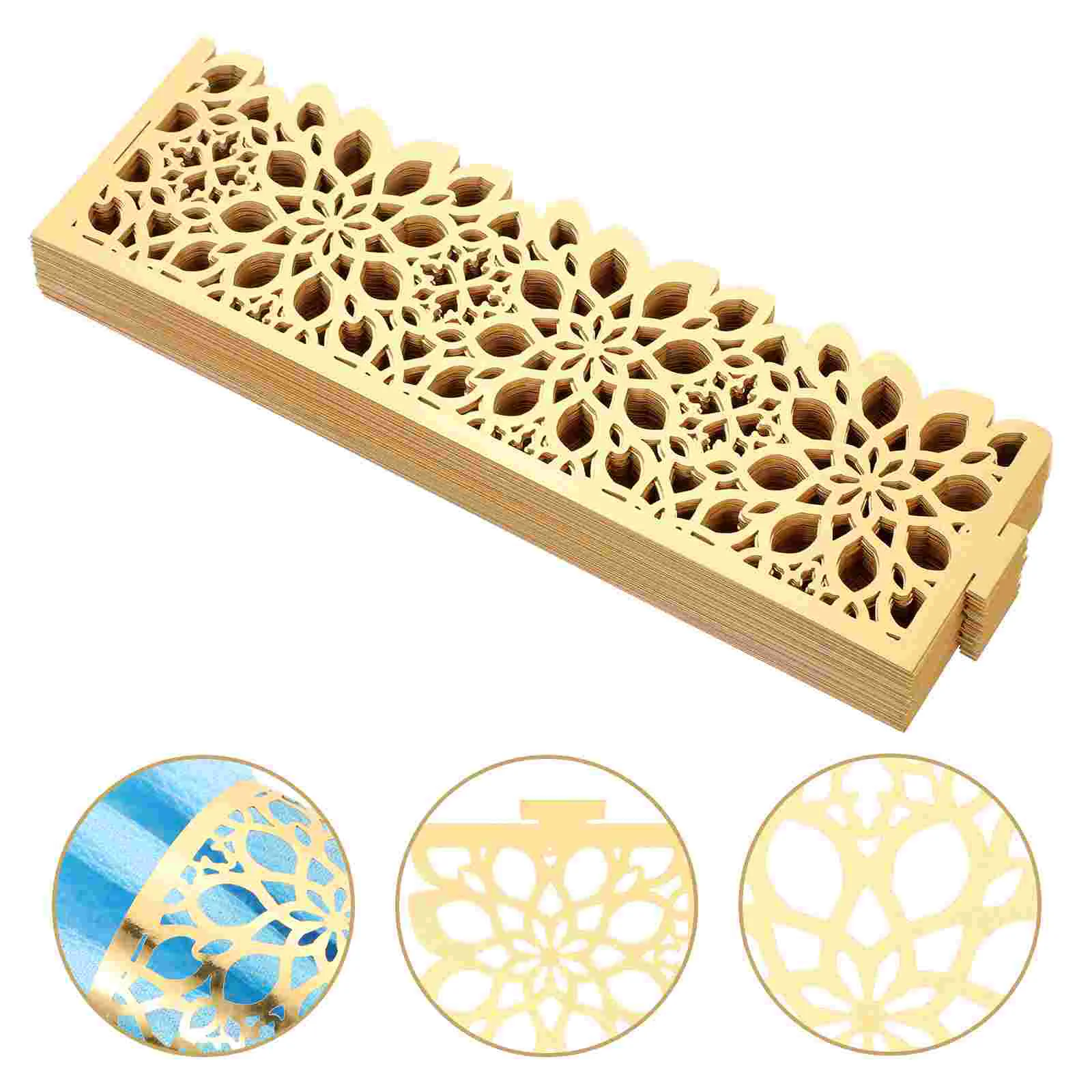 

50 Pcs Dinning Table Decor Napkin Ring Supply Party Buckle Serviette Mat Circle 17X5X2CM Golden Paper Hotel Accessories