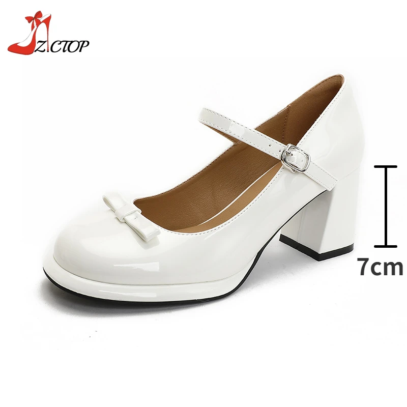 Туфли-лодочки женские из лакированной кожи милые туфли на толстом каблуке с