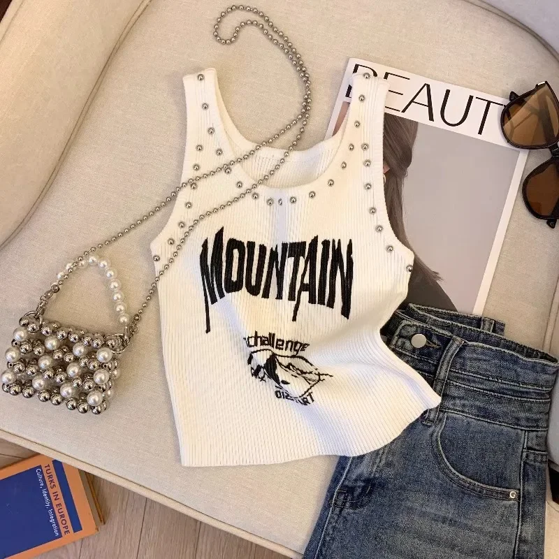 Укороченный топ с буквенным принтом в американском стиле для женщин летняя