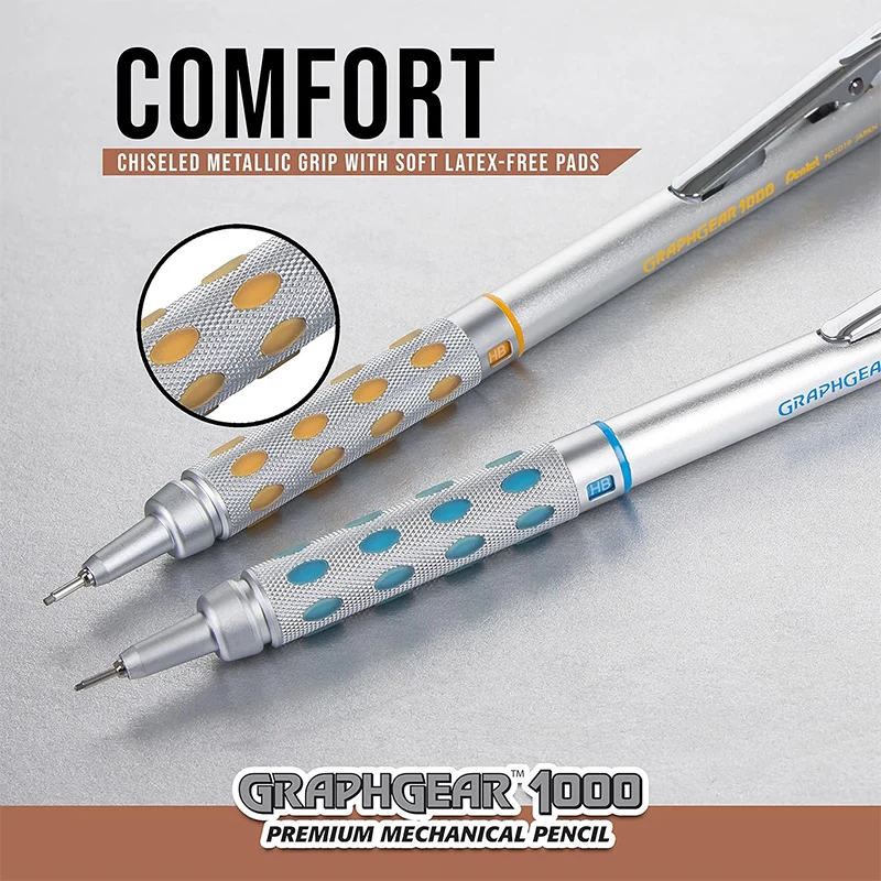 Фото Японский механический карандаш Pentel GraphGear 1000, металлический стержень, автоматические карандаши премиум-класса для рисования, эскизов, черчения, канцелярские принадлежности №4