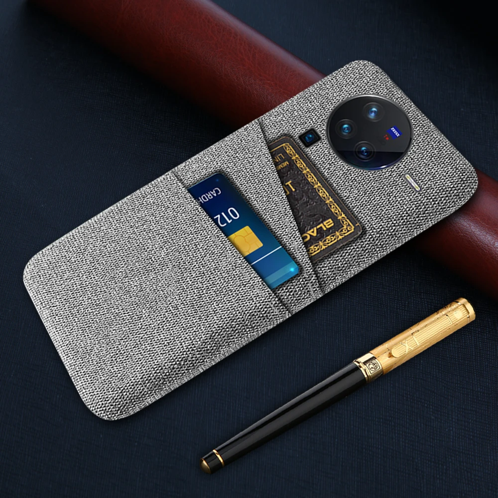 

For vivo X80 Pro Case Luxury Febric Antiskid Card Slot Holder Cover For vivoX80 Pro Cover for vivo X80Pro V2185A, V2145 Funda