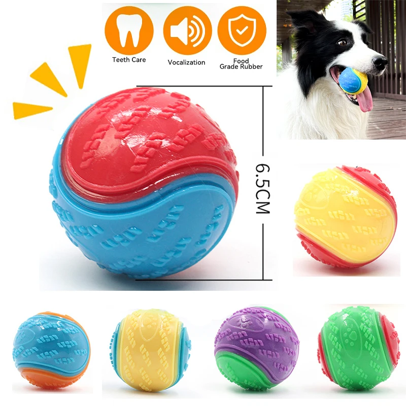 

Bite-resistant Pet Dog Toy Rubber Elastic Ball Squeaking Interactive Puppy Chewing Toys for Dog Training Play Teeth Cleaning Toy