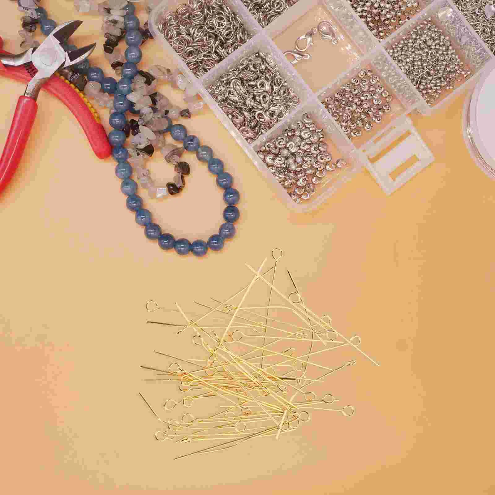 500 Pcs Stainless Steel Gold 9 Pin Earrings Necklace Jewelry Findings Metal Pins Head Ball Eye Making DIY