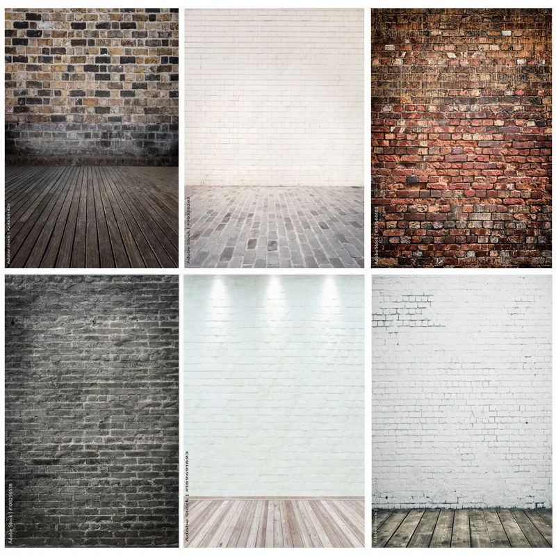 

SHENGYONGBAO Art Fabric Vintage Brick Wall Wooden Floor Photography Backdrops Graffiti Photo Background Studio Prop 2216 DCR-13