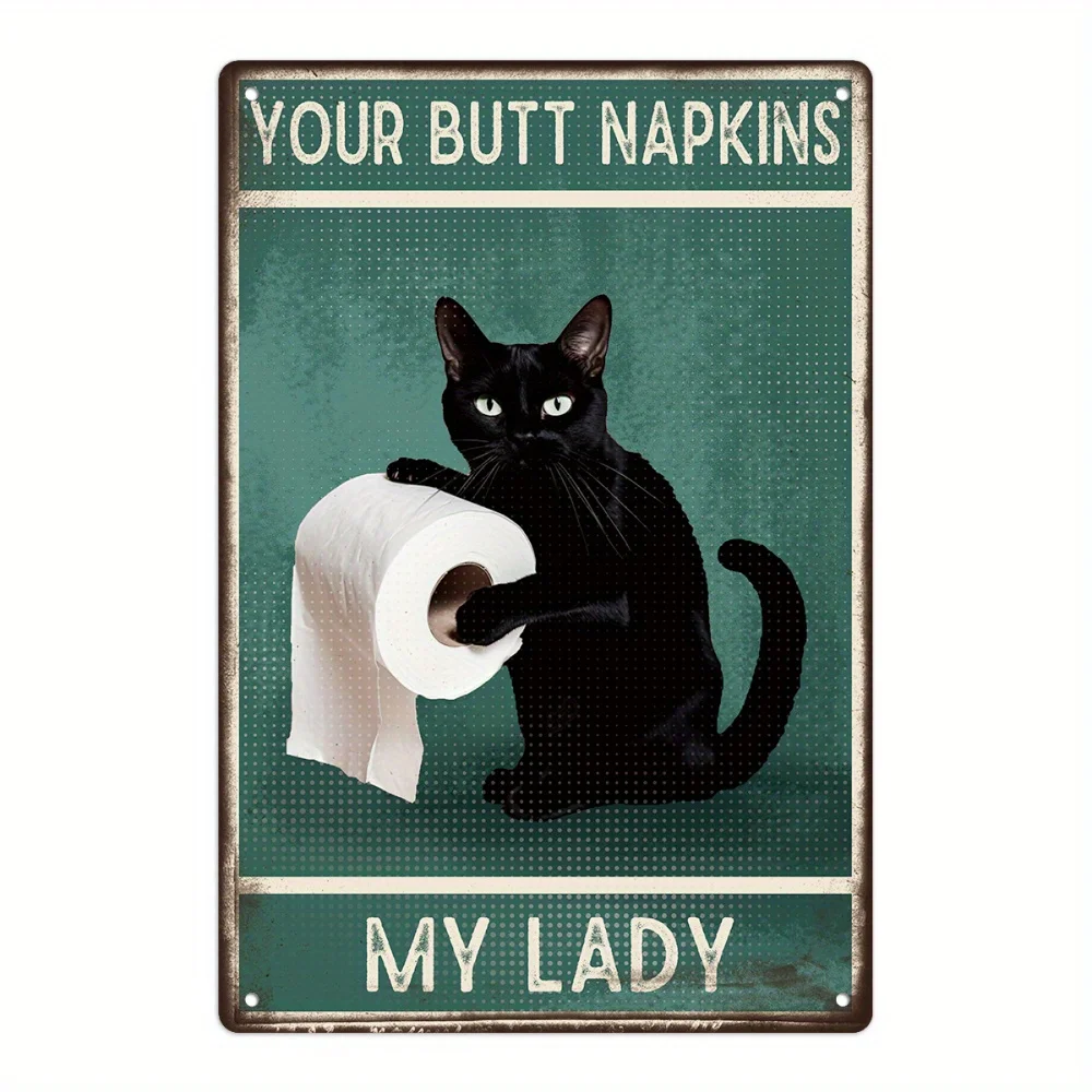 

Черная кошка, стыковые салфетки My Lord, металлический жестяной знак (7,8x11,8 дюйма), ретро металлический жестяной знак, винтажный знак, домашний декор для стен, домашний декор