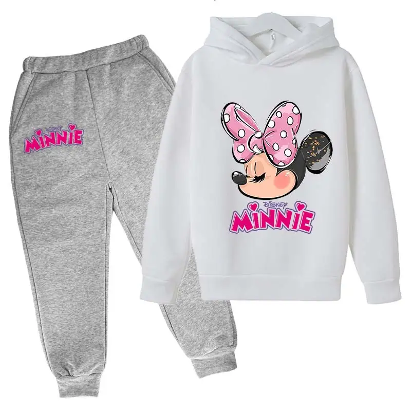 Minnie Mouse Clothes Set For Baby Girls With Autumn Winter Suit Mickey Toddler Kid Hoodies Infant Boy Clothing
