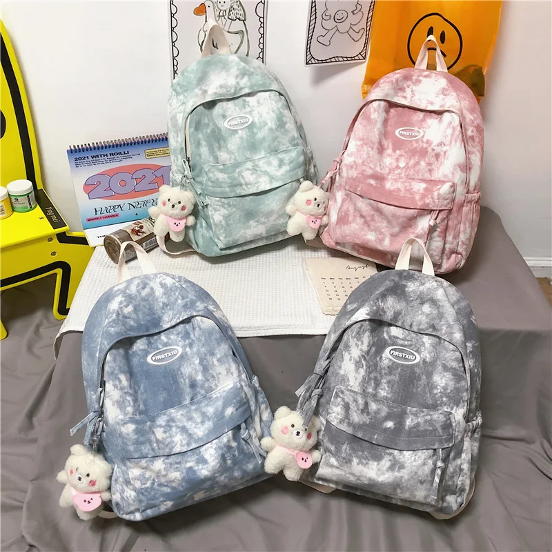 

Dyeing Simple Design Nylon Women Backpack Kawaii Book Bag School Backpack for Teenage Girl Travel Rucksack Female Mochila