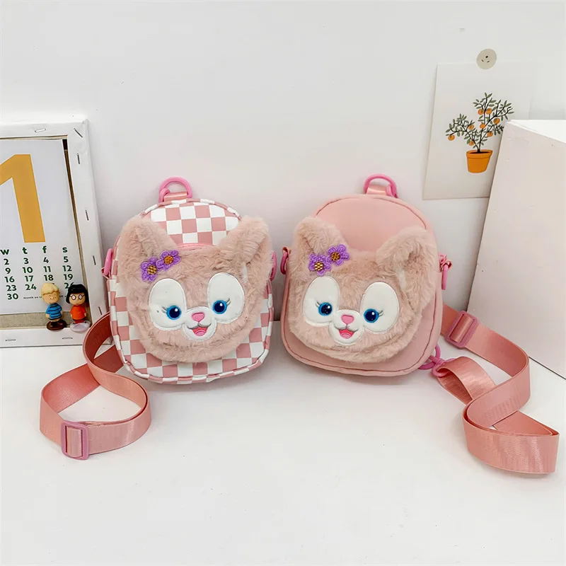 Disney New Cartoon Character Linabell Cute Kawaii Bag Pink Linabell Checker Bag Children Kawaii Cartoon Character Backpack
