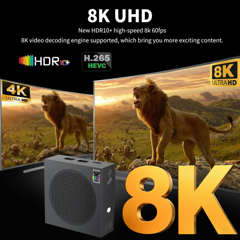 Игровая ТВ-приставка G8 Max, 2 ГБ ОЗУ, 64 ГБ ПЗУ, Android 14.0, WiFi 5, BT 5.0, S905Y2, 30 000 игр, 100 Мбитс, 4K HD, два беспроводных контроллера, STB (art.: 3920d99eb785f) - 3920d99eb785f