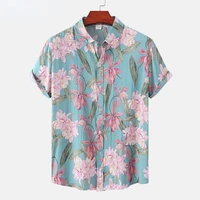 floral hawaiian shirt men summer beach print short sleeve hawaiian shirt casual plus size holiday shirt