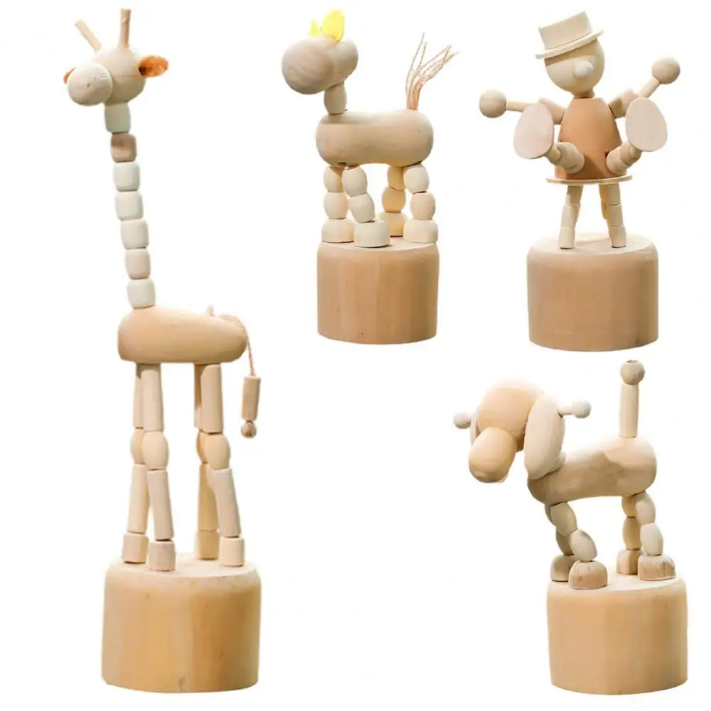 

Statue Model Educational Multipurpose Wood Cartoon Dancing DIY Animal Ornament for Kids
