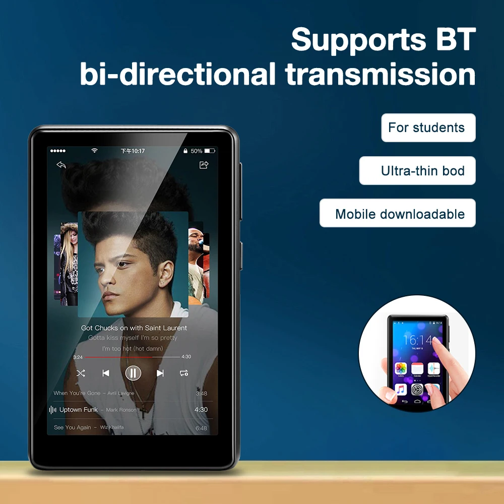 Портативный WiFi Bluetooth MP4 MP3 плеер 4 0 дюйма полный сенсорный экран HiFi звук Mp3