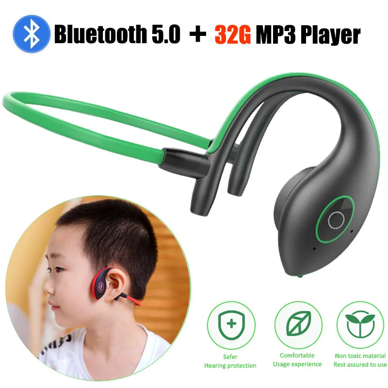 

Kids Bone Conduction Headphones Wireless Bluetooth 5.0 Earphones MP3 Player Built-in 32G Protect Hearing Handsfree Headphone