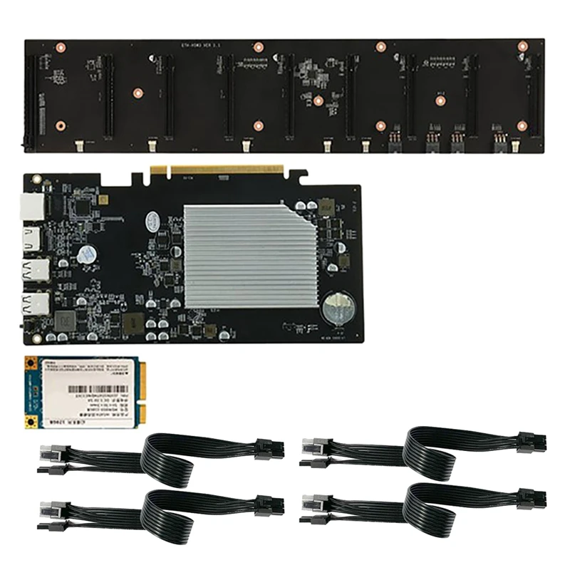 

ETH-HSW3 BTC Mining Motherboard With 128G SSD+4X6PIN To 8PIN 30Cm Power Cord 8XPCIEX16 Graphics Card Slot 67Mm DDR3 DIMM