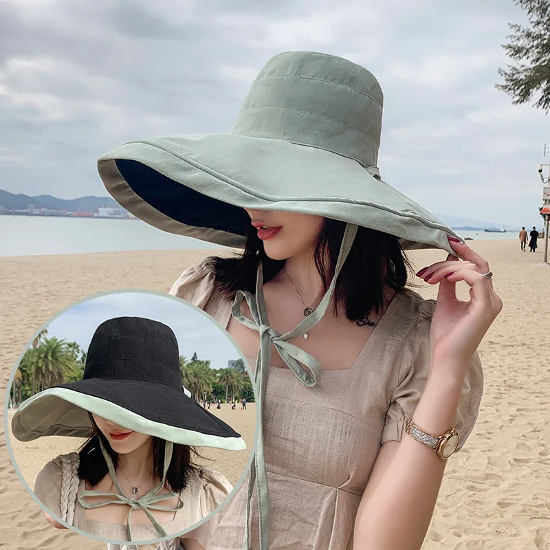 Women's Packable Reversible Bucket Hat UV Sun Protection Wide Brim Summer Beach Cap