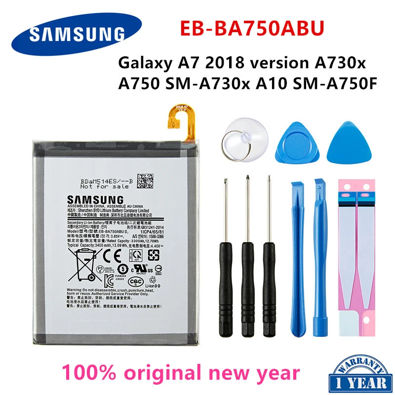 

SAMSUNG Orginal EB-BA750ABU 3400mAh Battery For SAMSUNG Galaxy A7 2018 version A730x A750 SM-A730x A10 SM-A750F +Tools