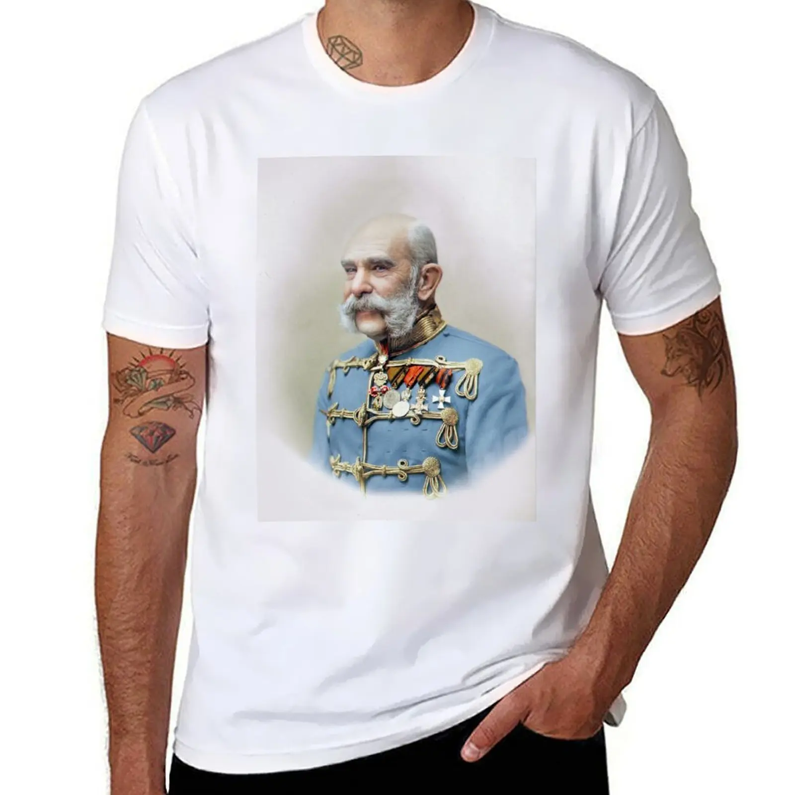 Фото Футболка Franz Joseph I из Австрии, 1905, мужская однотонная мужская футболка с рисунком, футболка №1