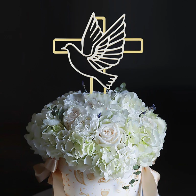 

1PC Baptism First Communion Cake Decoration Peace Dove Cake Topper Christening Acrylic Party Supplies Cake Decorating Tool