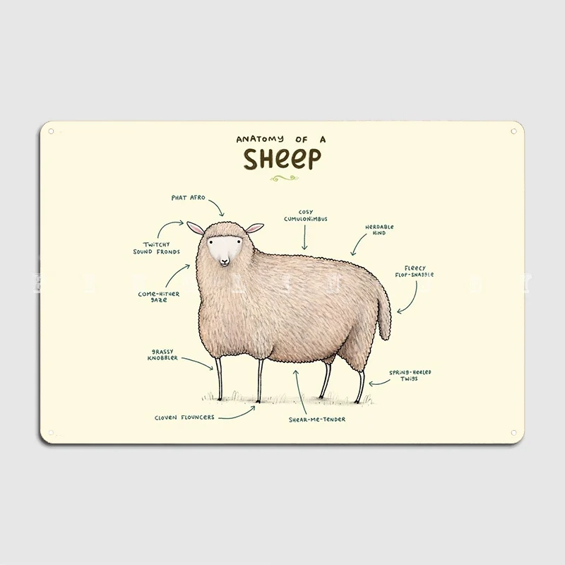 

Anatomy Of A Sheep Poster Metal Plaque Designing Club Bar Wall Decor Club Home Tin Sign Poster