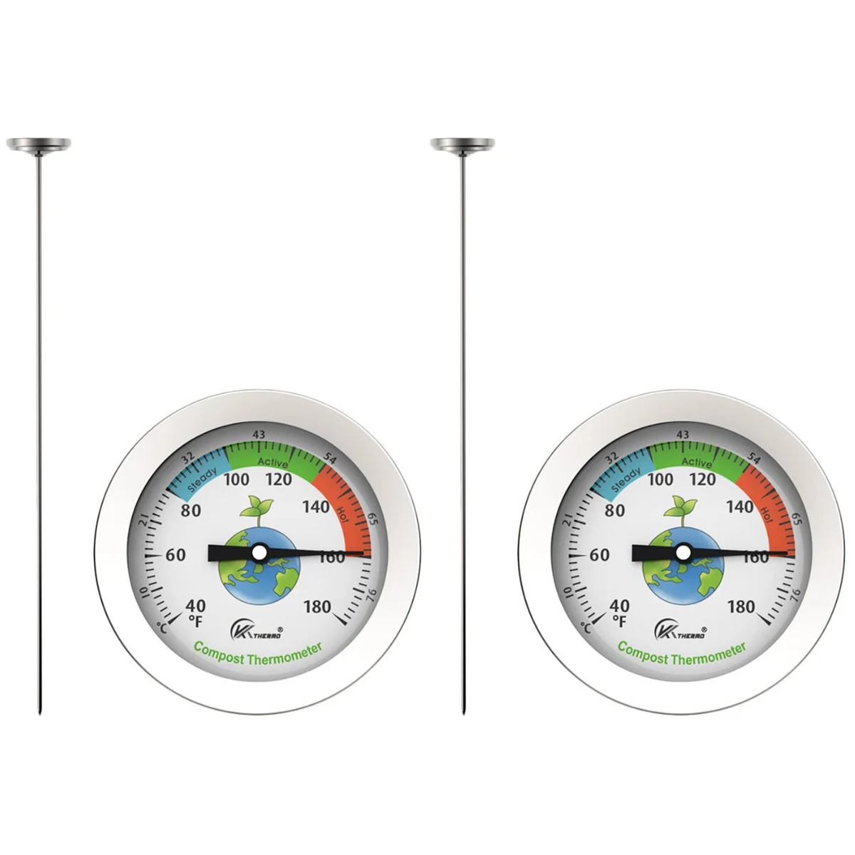 

2 pcs Stainless Steel Soil Temperature Detector Tool (Colorful)