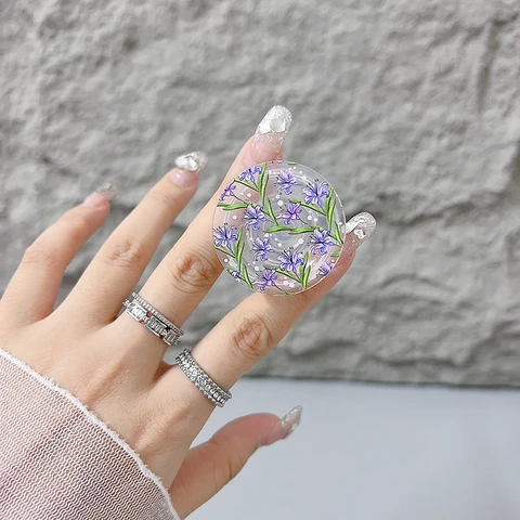 Розетка Grip Tok, акриловый клей, материал, прозрачная складная подставка, держатель для телефона с цветочным узором, складная ручка для телефона