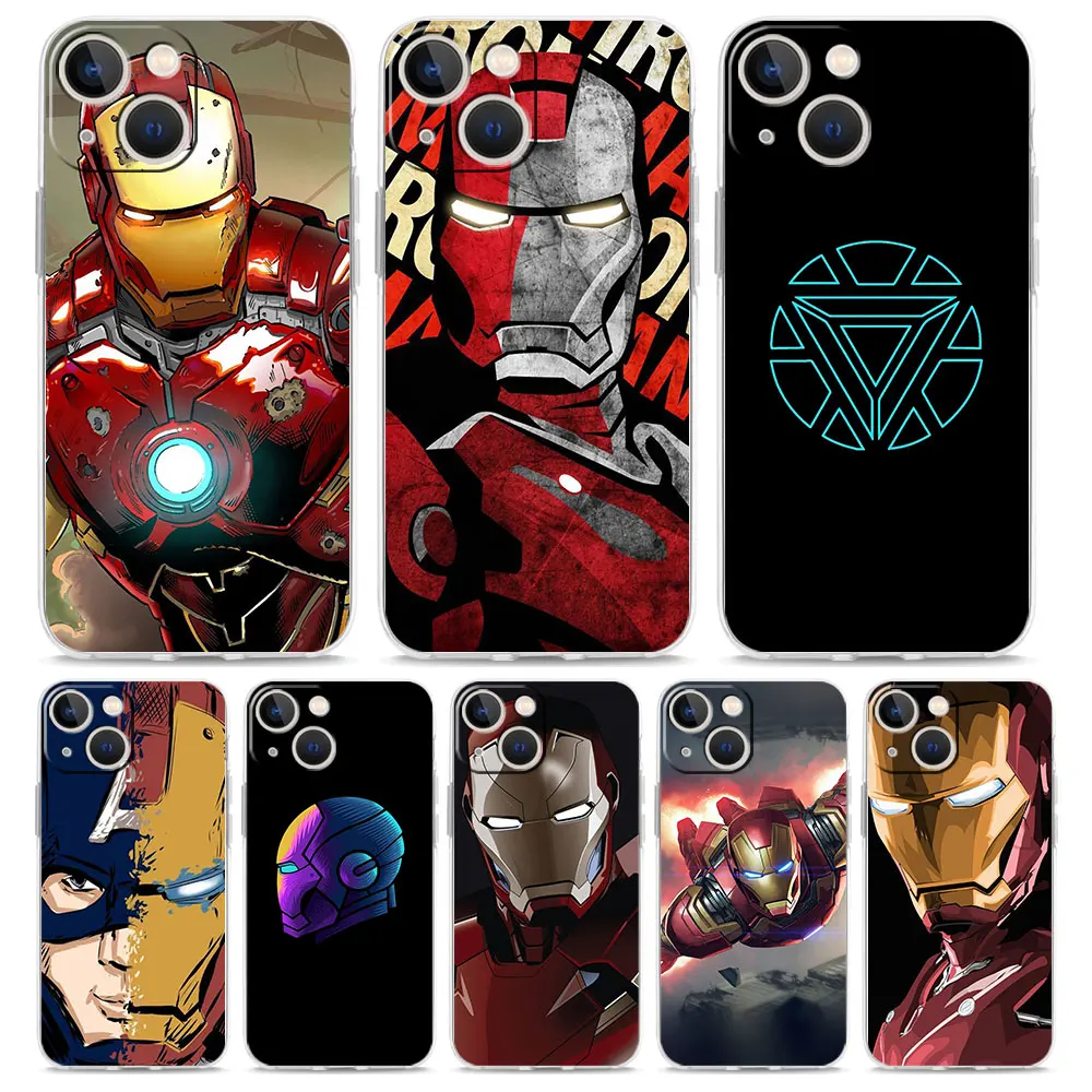 

Disney Iron Man Logo Phone Case For iPhone 14 13 11 12 Pro Max X XR XS 7 8 Plus SE Transparent Soft Silicone Cover TPU Fundas
