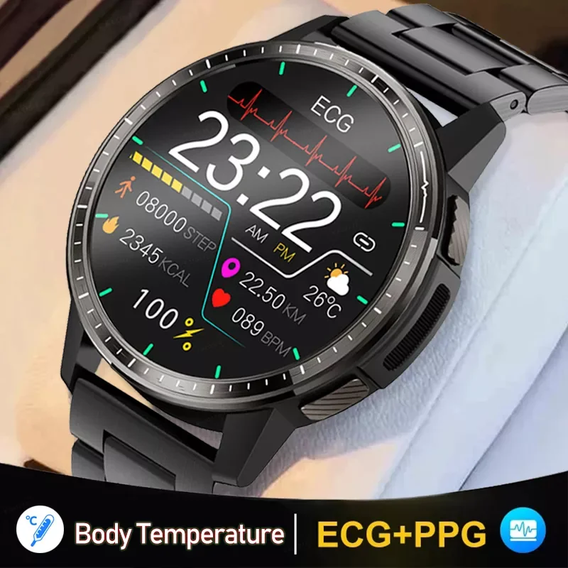 

2022 Body Temperature Smart Watch Sport Fitness Tracker Waterproof Clock Heart Rate Blood Pressure Oxygen ECG PPG Smartwatch+Box