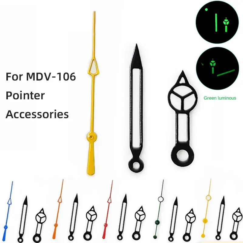 Фото Светящиеся стрелки для часов MDV-106, подходят для Casio Marlin/Duro Miyota 2115, черные/серебристые/золотые, часовая и минутная стрелки. №1