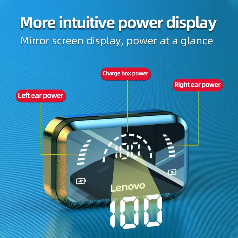 Najtaniej Lenovo Original LP3 Pro Słuchawki Bezprzewodowe Słuchawki Bluetooth Sterowanie Dotykowe Słuchawki Douszne Wyświetlacz LED Duża Bateria 1200mAh Zestaw Słuchawkowy