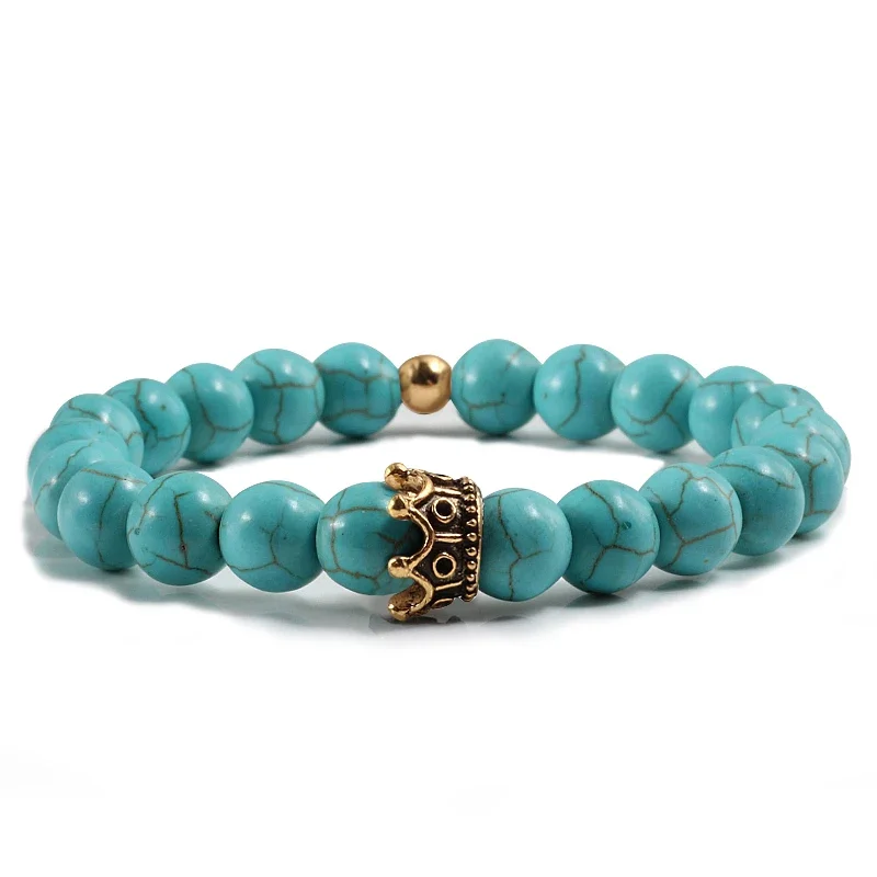 Очаровательный мужской браслет из натурального камня Корона гематит черные