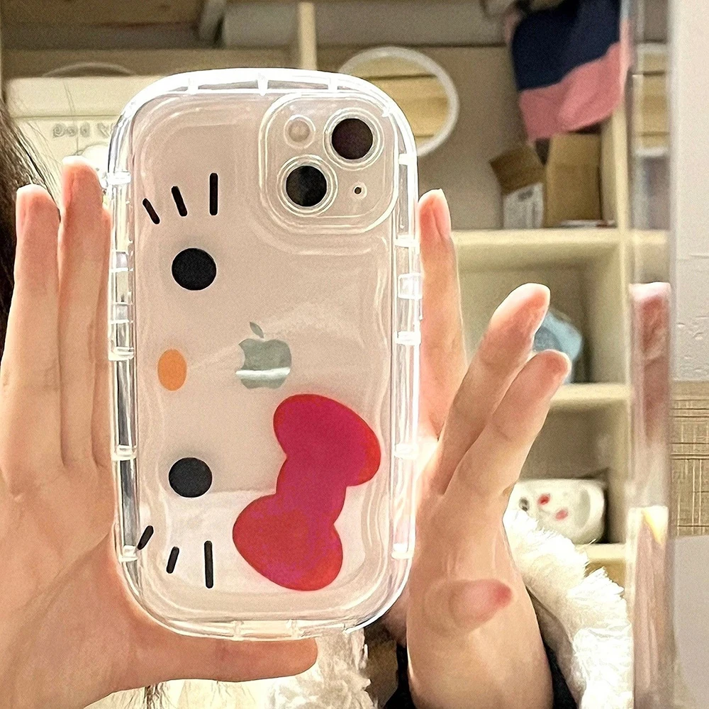 

Kawaii Sanrio Hello Kitty Cute Phone Case for Iphone13 14 11 Xs 12 12P Transparent All Inclusive Frosted Mobile Phone Soft Case