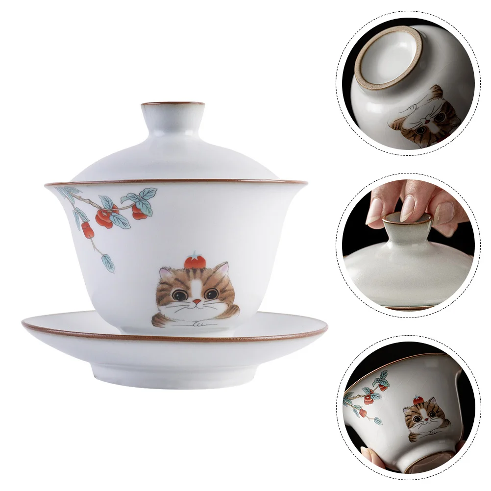 

Tea Cup Chinese Ceramic Bowl Gaiwan Porcelain Set Cups Kung Fu Muglid Kungfu Sancai Traditional Tureen China Teacup Soup Tray