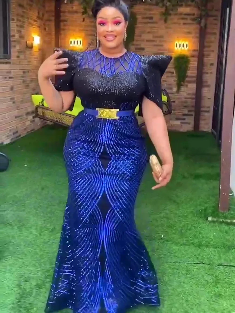 

African Luxury Sequin Evening Dresses for Women Elegant Turkey Wedding Party Long Dress Ankara Outfits Gown Ladies Clothing