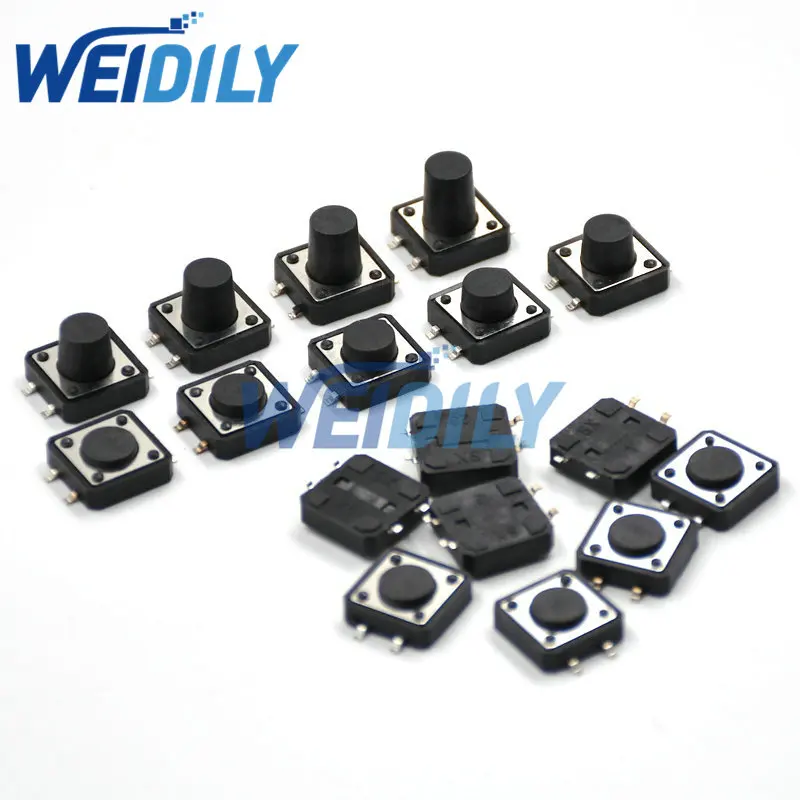 20PCS PCB Tactile Tact Push Button Switch SMD 4pin Micro switch 12*12*4.3/5/6/7/8/9/10/11/12mm 12x12x4.3MM 12x12x5MM 12x12x6MM