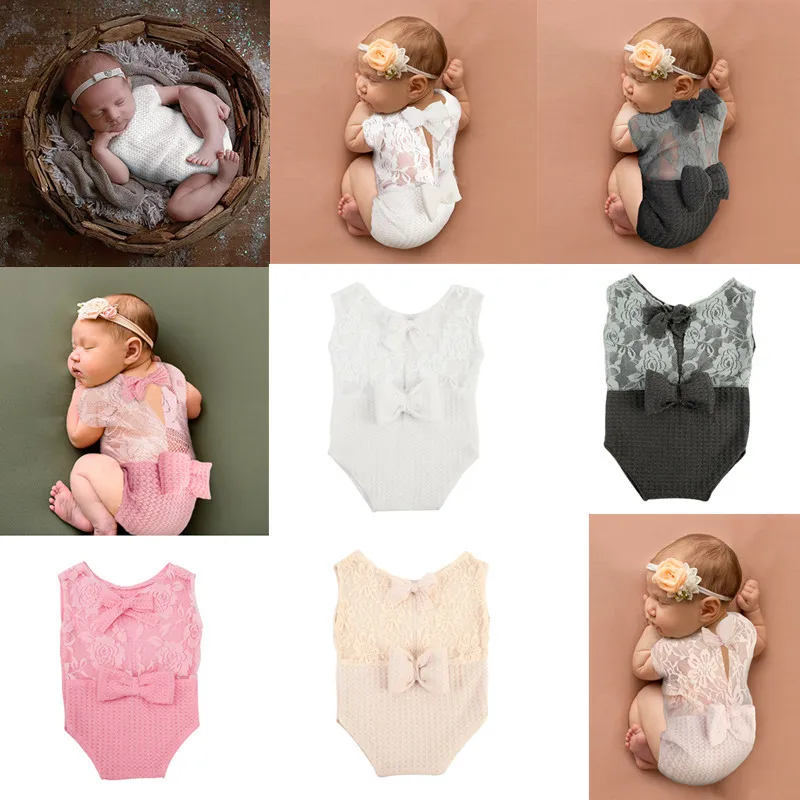 ❤️CYMMHCM Newborn Photography Clothing Bow Jumpsuit Baby Girl Photo Props Accessories Studio Infant Shoot Clothes Fotografia