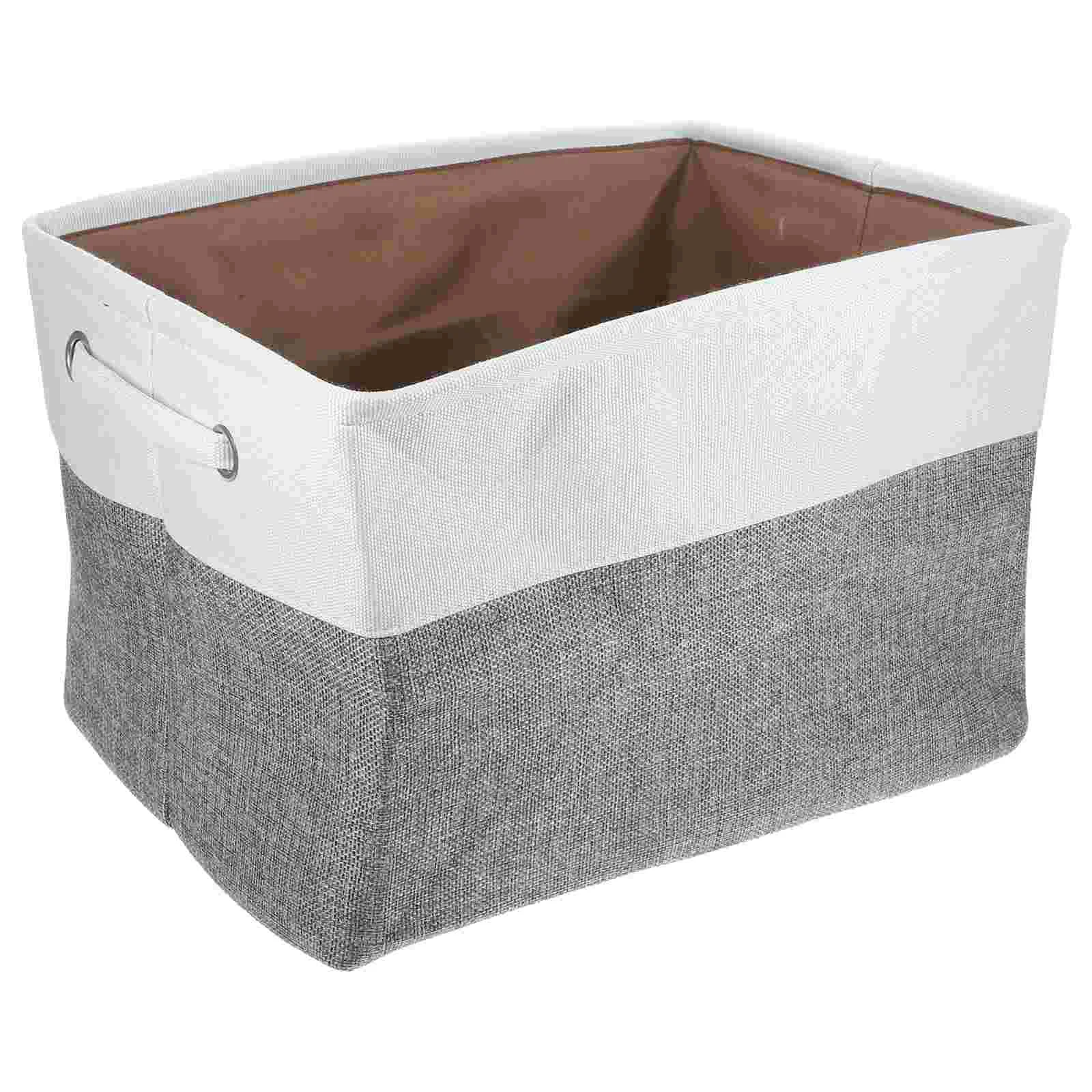 

Linen Storage Basket Desk Baskets And Organizers Toy Bins Cotton Gray Bottom Sundries Delicate Cloth