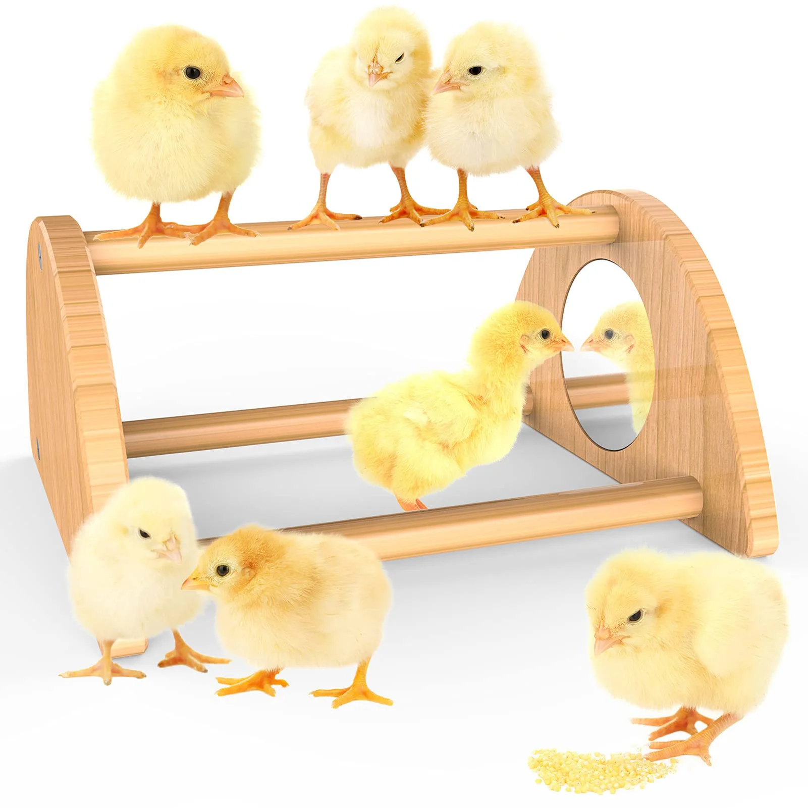 

Wooden Chick Roosting Perch with Mirror Safe Material Easy to Install Chick Toy Perfect for Training