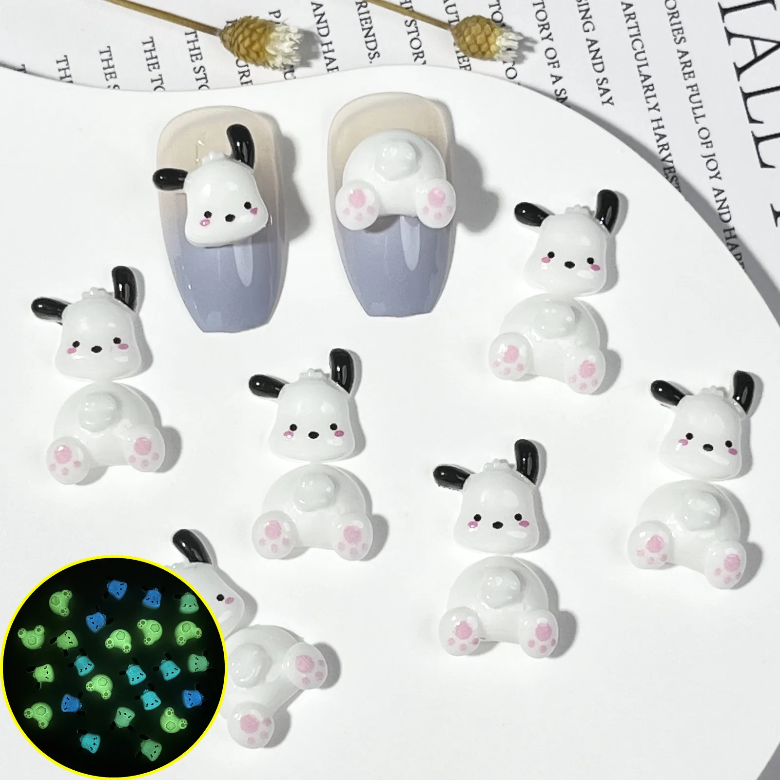 20 шт. Miniso светящиеся Sanrio pochacco мультяшные подвески для ногтей изготовления своими