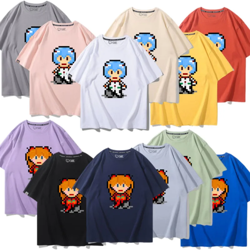 

Kawaii Anime Goddess Story Neon Genesis Evangelion Ayanami Rei Figure Summer Thin Pure Cotton Short Sleeve Child Couple Outfit
