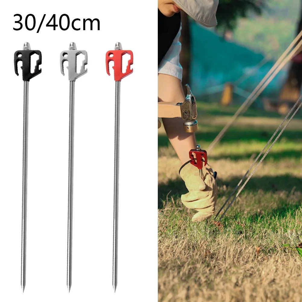 1PCS 30/40CM Tent Nail With Hole Ground Stakes With Lanyard Hook For Outdoor Camping Tent Pets Ground Nail For Tent Canopy