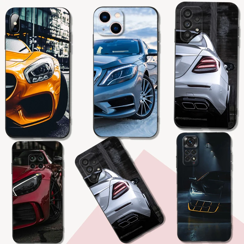 Black tpu case for iphone 5 5s se 2020 6 6s 7 8 plus x 10 XR XS 11 12 13 mini pro MAX back cover luxury AMG Car
