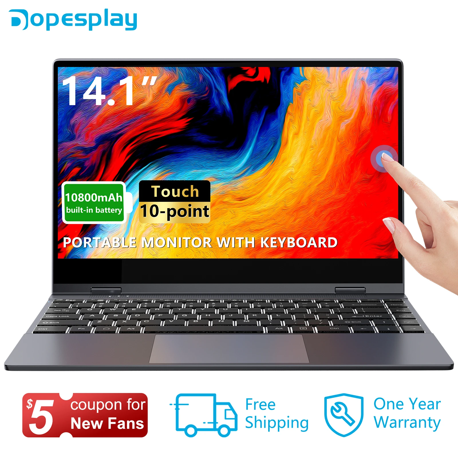Dopesplay Portable Lapdock Monitor For Laptop 14.1/13.3 Inch