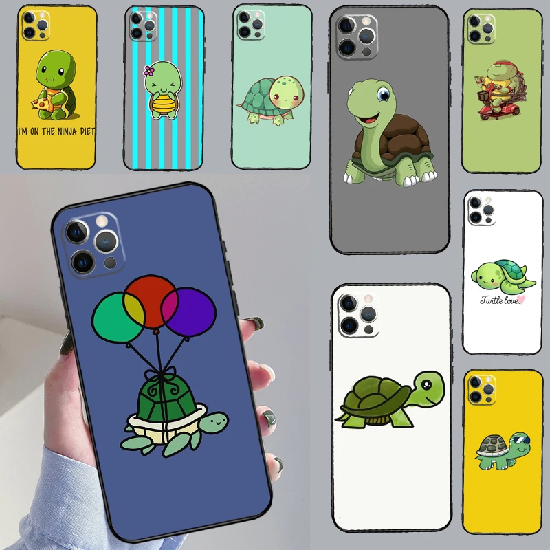 Чехол Cartoon Turtle для iPhone 11 12 13 14 Pro XS Max XR X 6S 8 7 Plus Mini SE 2020.
