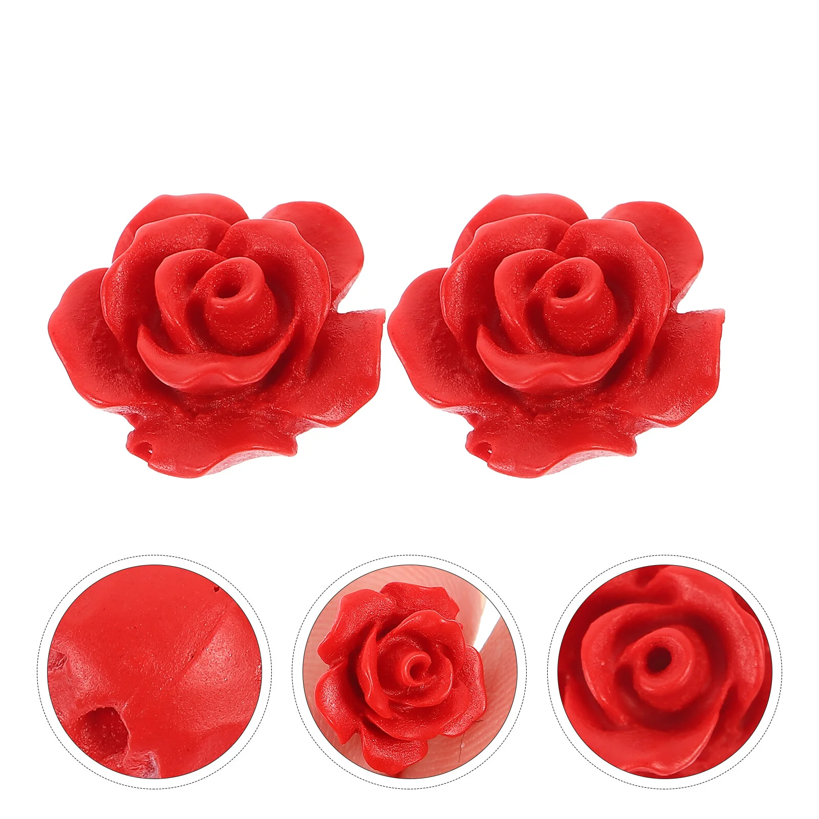 

50 Pcs Rose Loose Beads DIY Jewelry Red Lotus Flower Necklace Spacer Detailed Carved Craft Bracelet Ornament